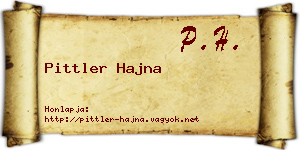 Pittler Hajna névjegykártya